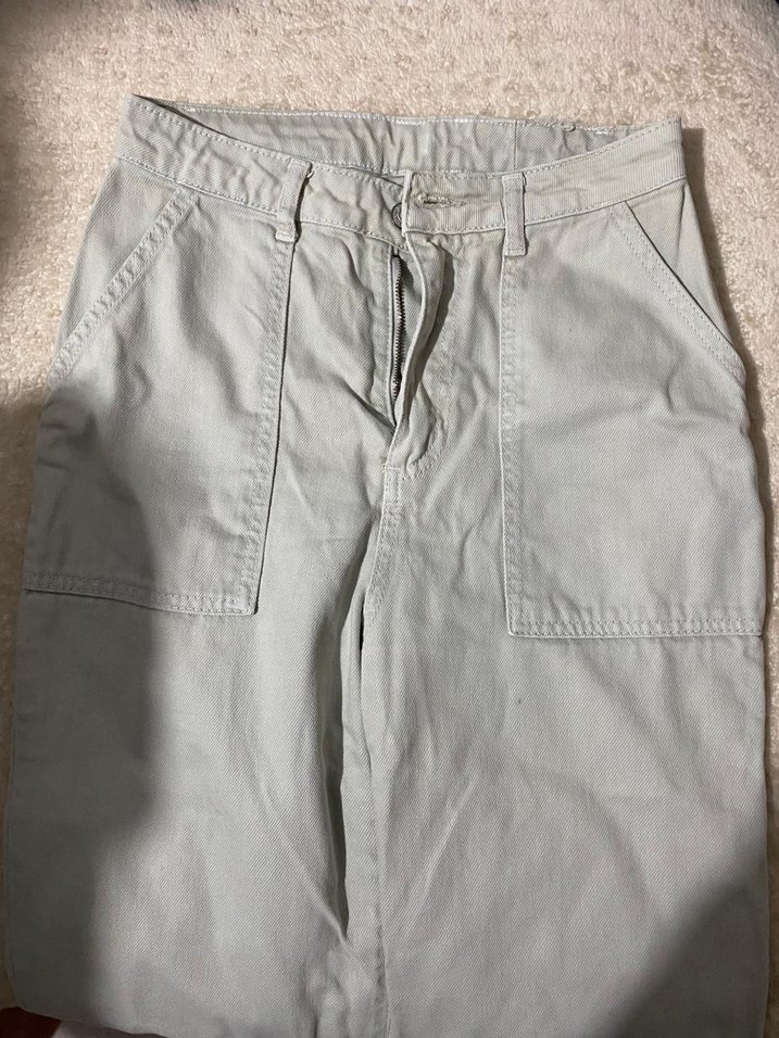 Bej Kadın Keten Kumaş Pantolon - Görsel 2