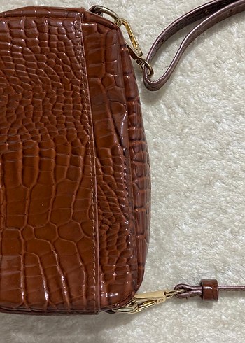 Kahverengi Deri Yılan Desenli Kadın Çanta - Görsel 3
