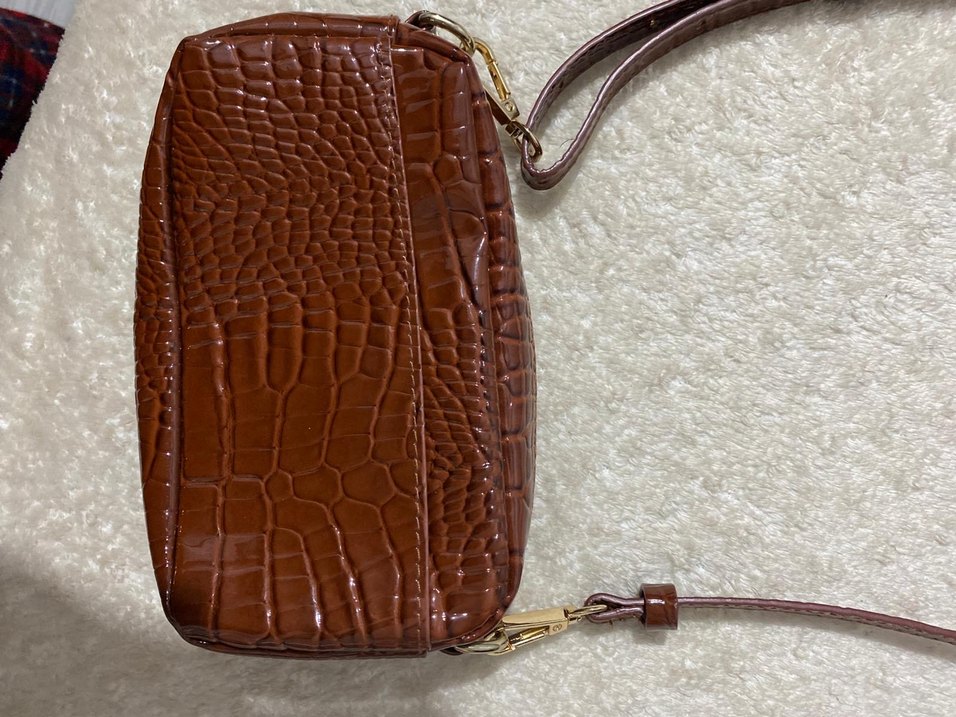 Kahverengi Deri Yılan Desenli Kadın Çanta - Görsel 3