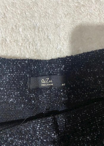 Gri Mini Etek, Volan Detaylı, pileli kışlık - Görsel 3