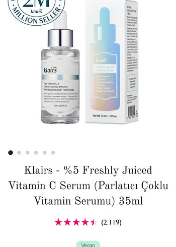  Beden Renk Klairs %5 Freshly Juiced Vitamin C serum