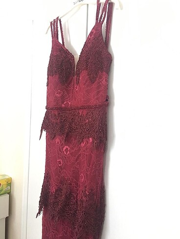 38 Beden bordo Renk Abiye Elbise