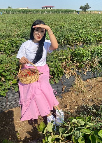 Pembe Hamile Uzun Keten Etek - Görsel 3