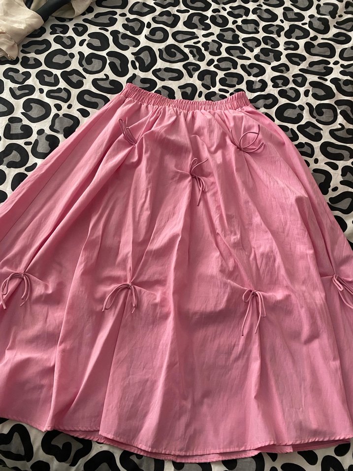 Pembe Hamile Uzun Keten Etek - Görsel 2