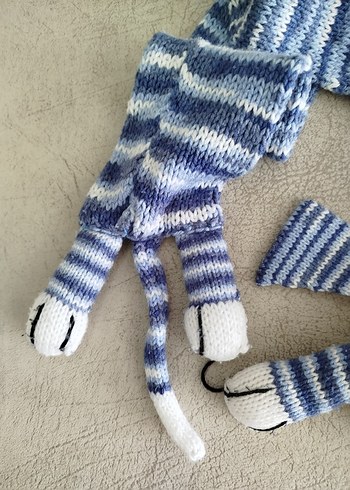 Mavi Gri Çizgili Çocuk atkı - Görsel 3