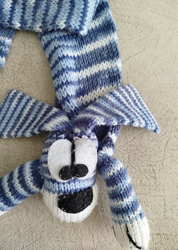 Mavi Gri Çizgili Çocuk atkı - Görsel 2