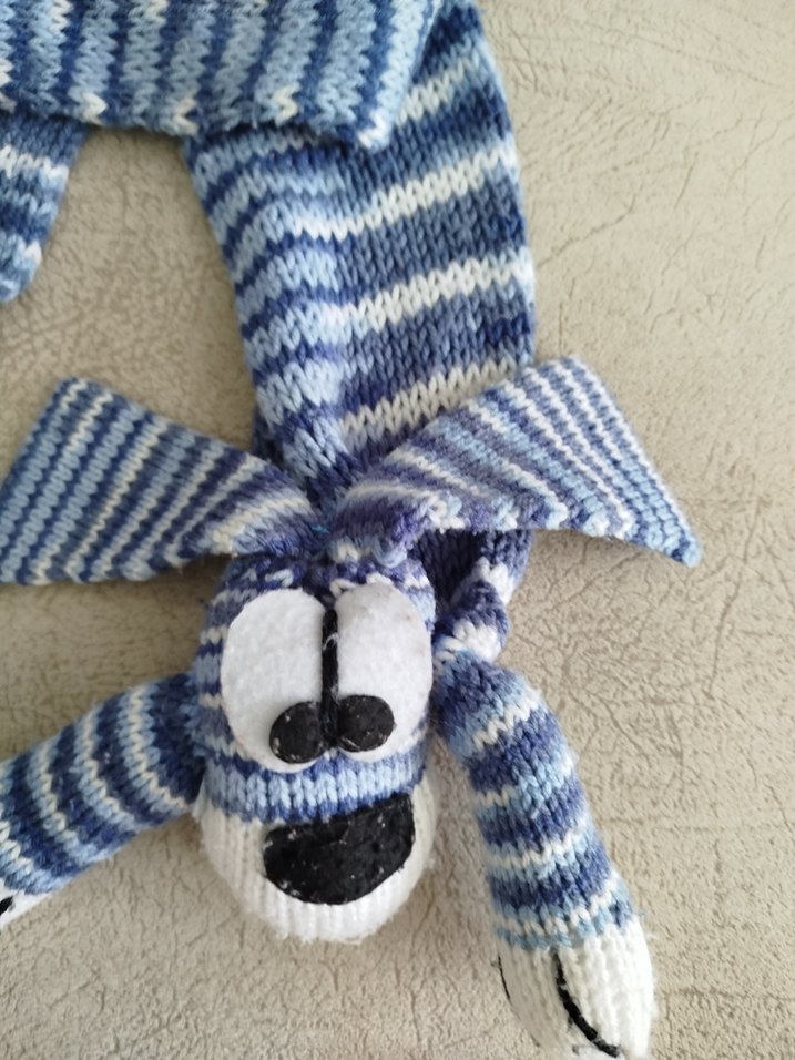 Mavi Gri Çizgili Çocuk atkı - Görsel 2