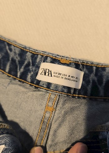 Zara Kadın Mavi Bol Kesim Mini Kot Şort