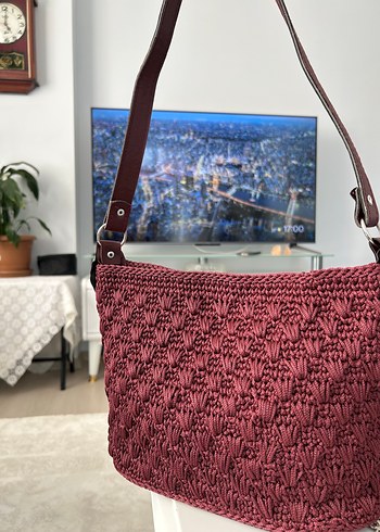 Diğer Bordo Örgü Kadın Çanta