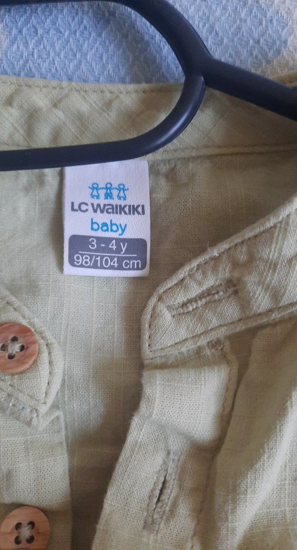 Bej Bebek Takım Uzun Kollu Keten Kumaş - Görsel 3