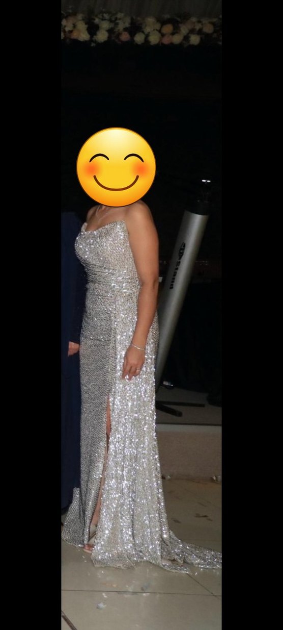 Yılan Desenli Straplez Uzun Abiye Elbise - Görsel 3