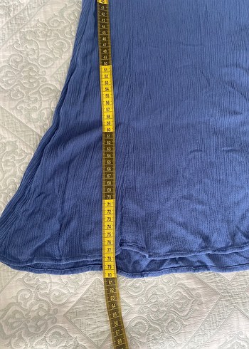 s Beden Kısa Kollu V Yaka Mavi H&M Elbise Vintage Kesim