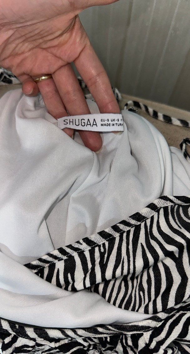 Gri Zebra Desenli Elbise - Görsel 4