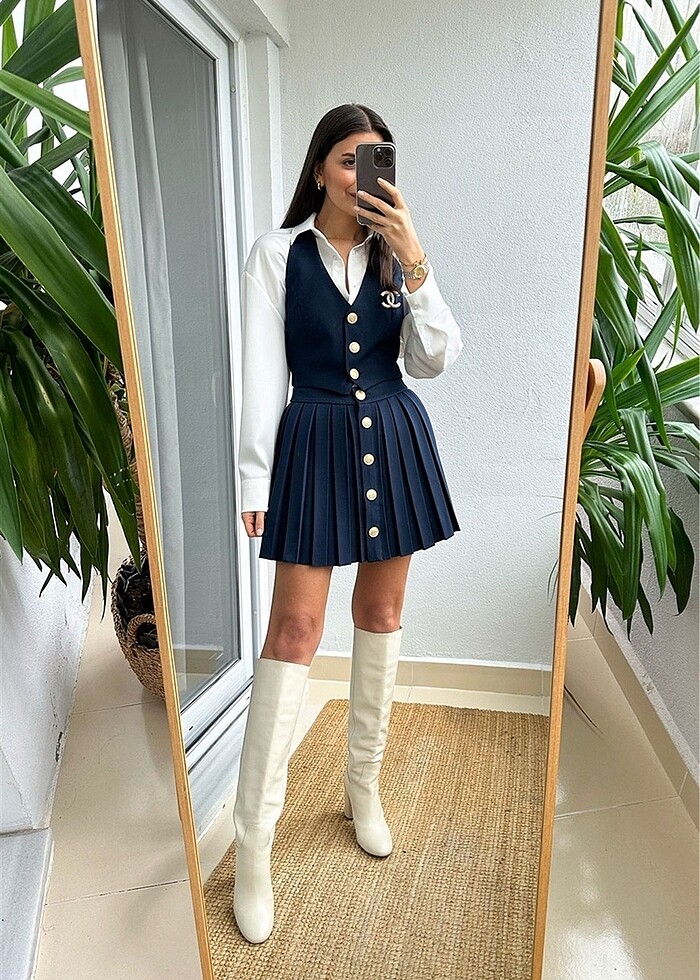 Lacivert Etek Yelek Takım - Görsel 2