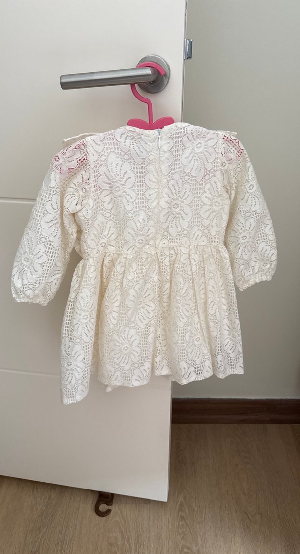 Kız Çocuk Beyaz Dantel Bohem Elbise - Görsel 2