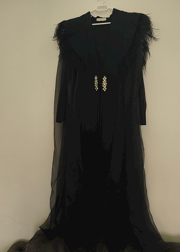 Uzun Siyah Gotik Drape Detaylı Kadın Abaya - Görsel 4