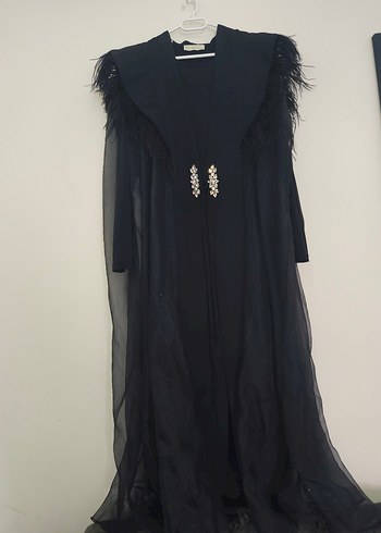 Uzun Siyah Gotik Drape Detaylı Kadın Abaya - Görsel 6