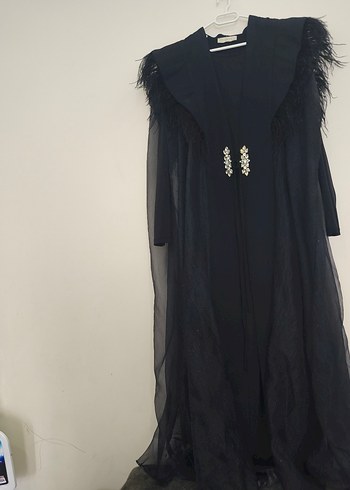 Uzun Siyah Gotik Drape Detaylı Kadın Abaya - Görsel 2