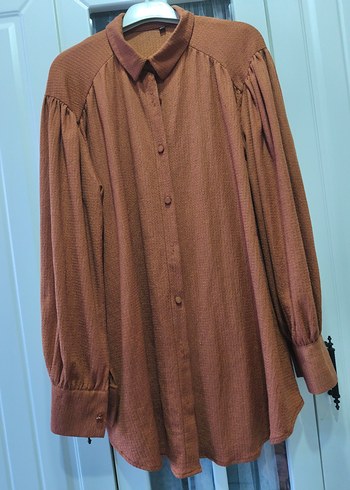 Düğmeli Kahverengi gömlek - Görsel 3