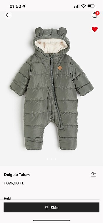 6-9 Ay Beden haki Renk H&M Astronot Tulum Mont