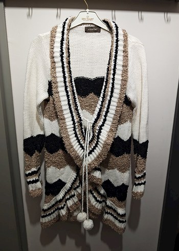 Bohem Tarz Uzun Kollu Zebra Desenli Hırka