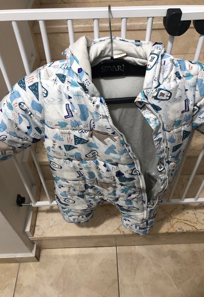 Bebek Erkek Beyaz mavi desenli astronot tulum - Görsel 5