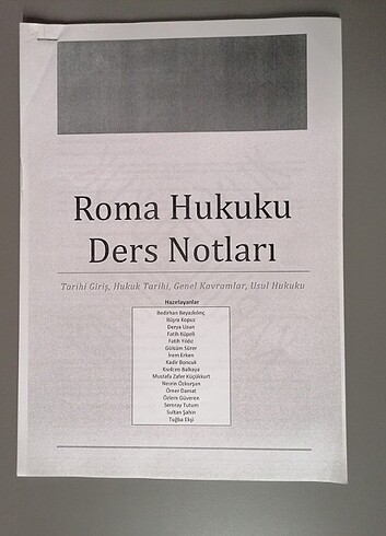 Roma Hukuku Ders Notları 