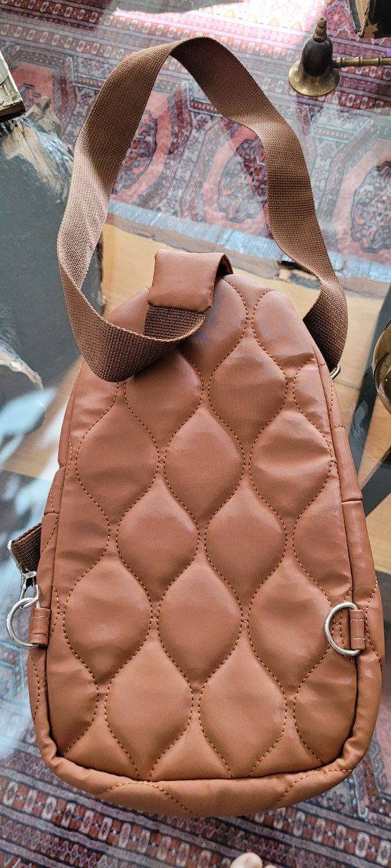 Kahverengi Deri Kadın Çapraz Çanta - Görsel 4