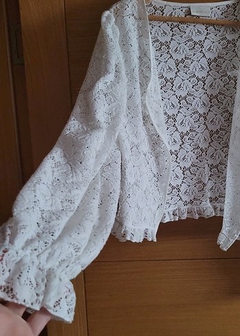 44 Beden Kadın Ekrü Dantel Bohem Hırka 44 bedene kadar olur