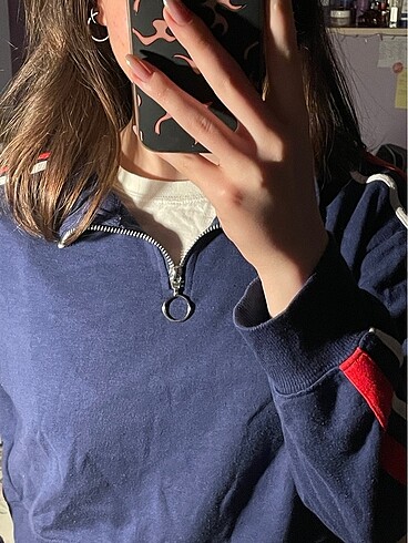 H&M fermuar yaka halkalı sweat