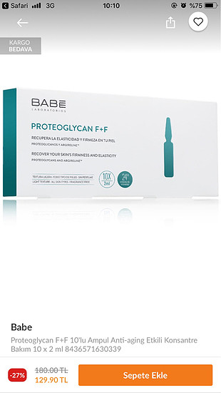 babe proteolglycan f+f ampul seti. botox etkili