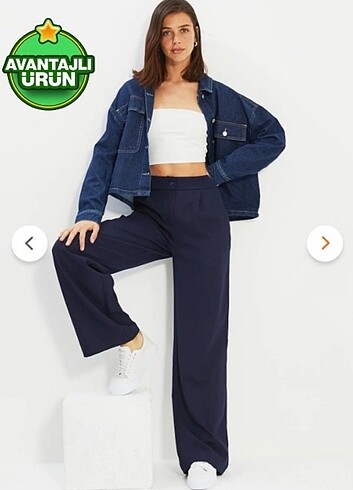 38 Beden lacivert Renk Lacivert Wide Leg/Geniş Paça Dokuma Pantolon