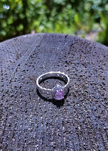 925 ayar gümüş zincir detaylı damla yüzük - Görsel 2