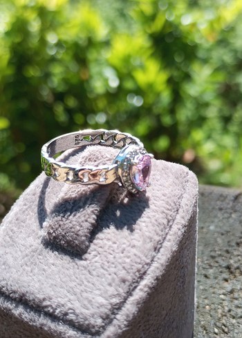 925 ayar gümüş zincir detaylı damla yüzük - Görsel 3