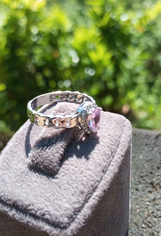 925 ayar gümüş zincir detaylı damla yüzük - Görsel 3