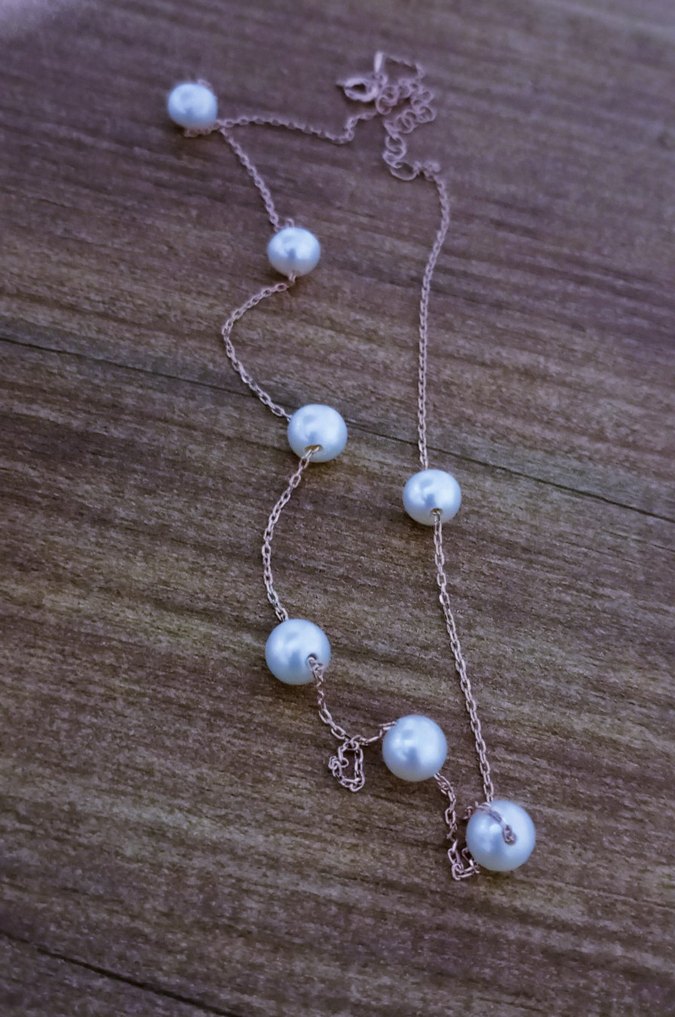 925 ayar gümüş roz renginde incili kolye - Görsel 2