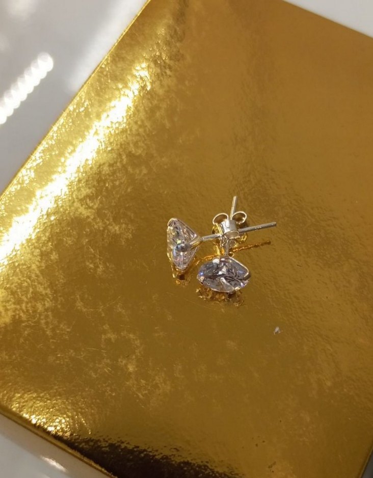 gümüş tektaş küpe - Görsel 2