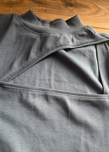 Gri Yüksek YakalıUzun Kollu bluz - Görsel 2