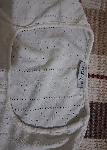 Beyaz Kısa Kollu Kadın Triko Bluz - Görsel 3