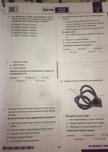 AYT Dr. Biyoloji Soru Bankası Barış Hoca - Görsel 4