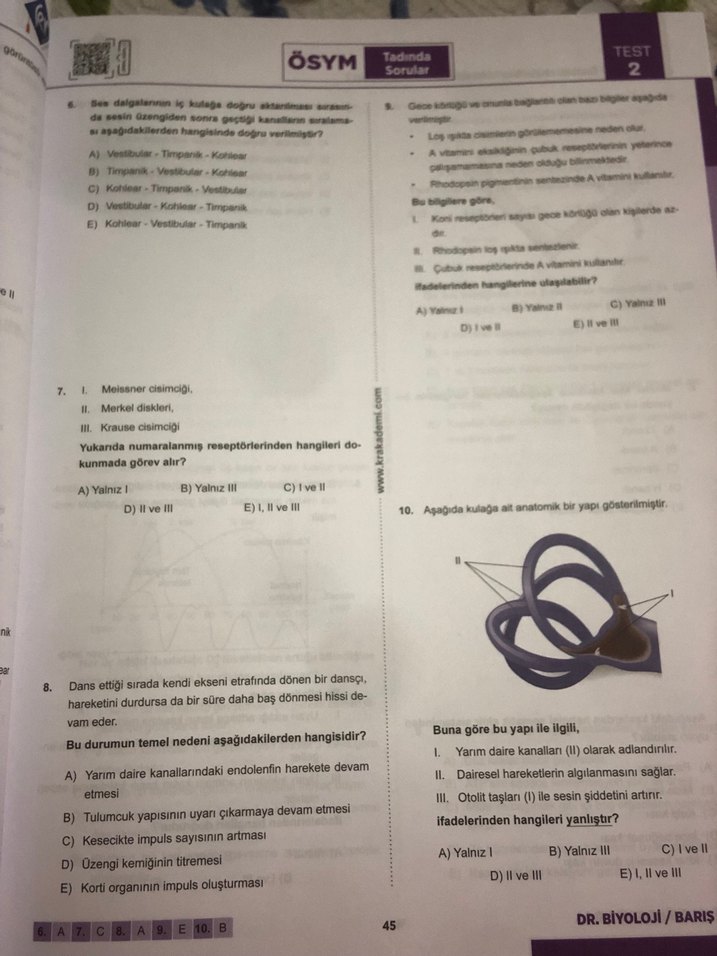 AYT Dr. Biyoloji Soru Bankası Barış Hoca - Görsel 4