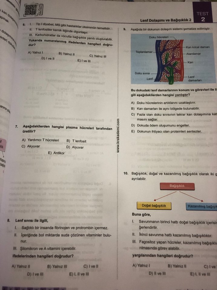 AYT Dr. Biyoloji Soru Bankası Barış Hoca - Görsel 5