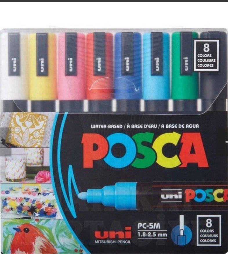 Posca Su Bazlı Renkli Kalem Seti - 8 Renk - Görsel 2