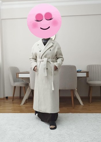 Krem Renkli Uzun Kaban - Görsel 3