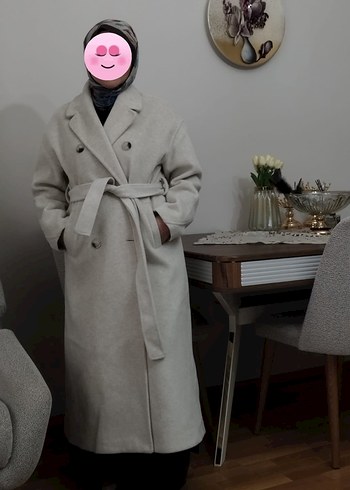 Krem Renkli Uzun Kaban - Görsel 2