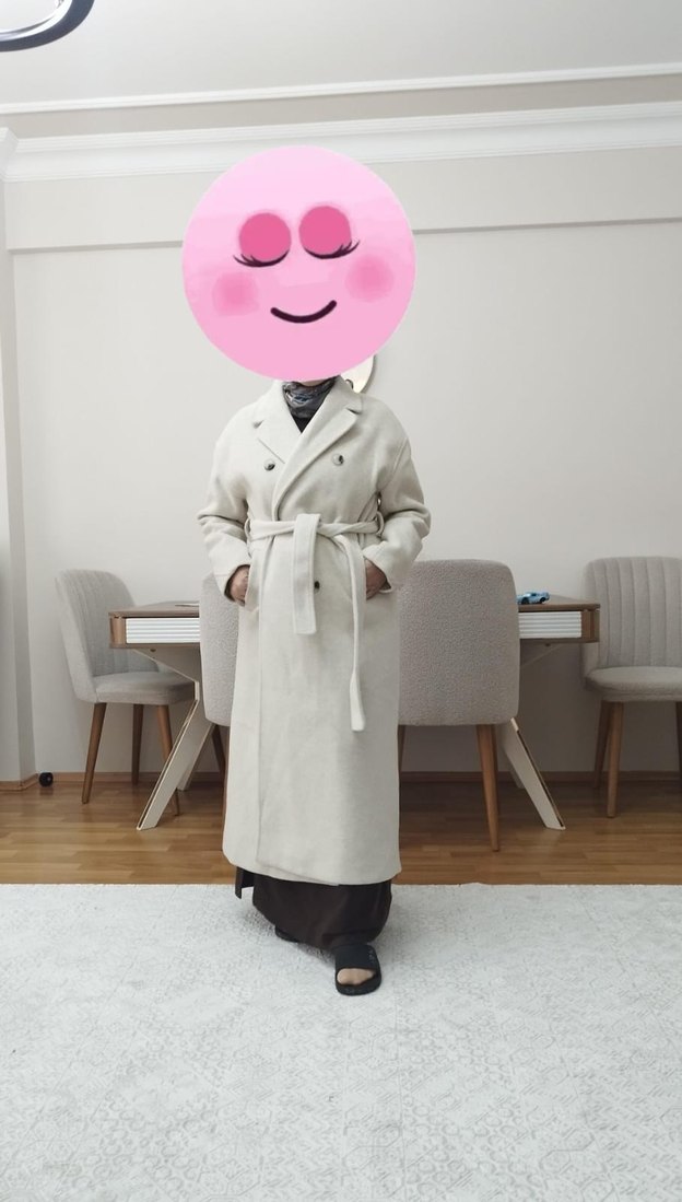 Krem Renkli Uzun Kaban - Görsel 3