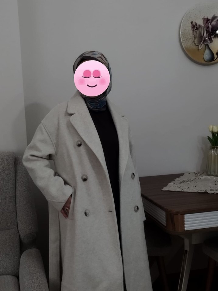 Krem Renkli Uzun Kaban - Görsel 5