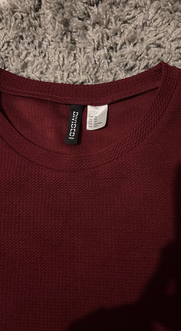 Kız Çocuk Bordo Kısa Kollu Volanlı Yün Tişört - Görsel 2