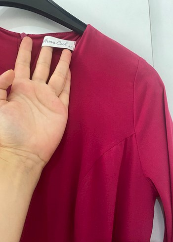 Uzun Kollu Kemerli Kadın Elbise - Görsel 3