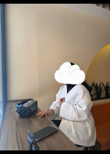 diğer Beden Kadın Beyaz Kuşaklı Midi Bağcıklı Ceket